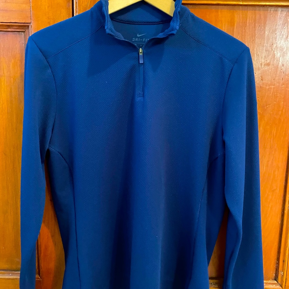 Medium Navy Nike Dri-Fit Zip Long Sleeve Top